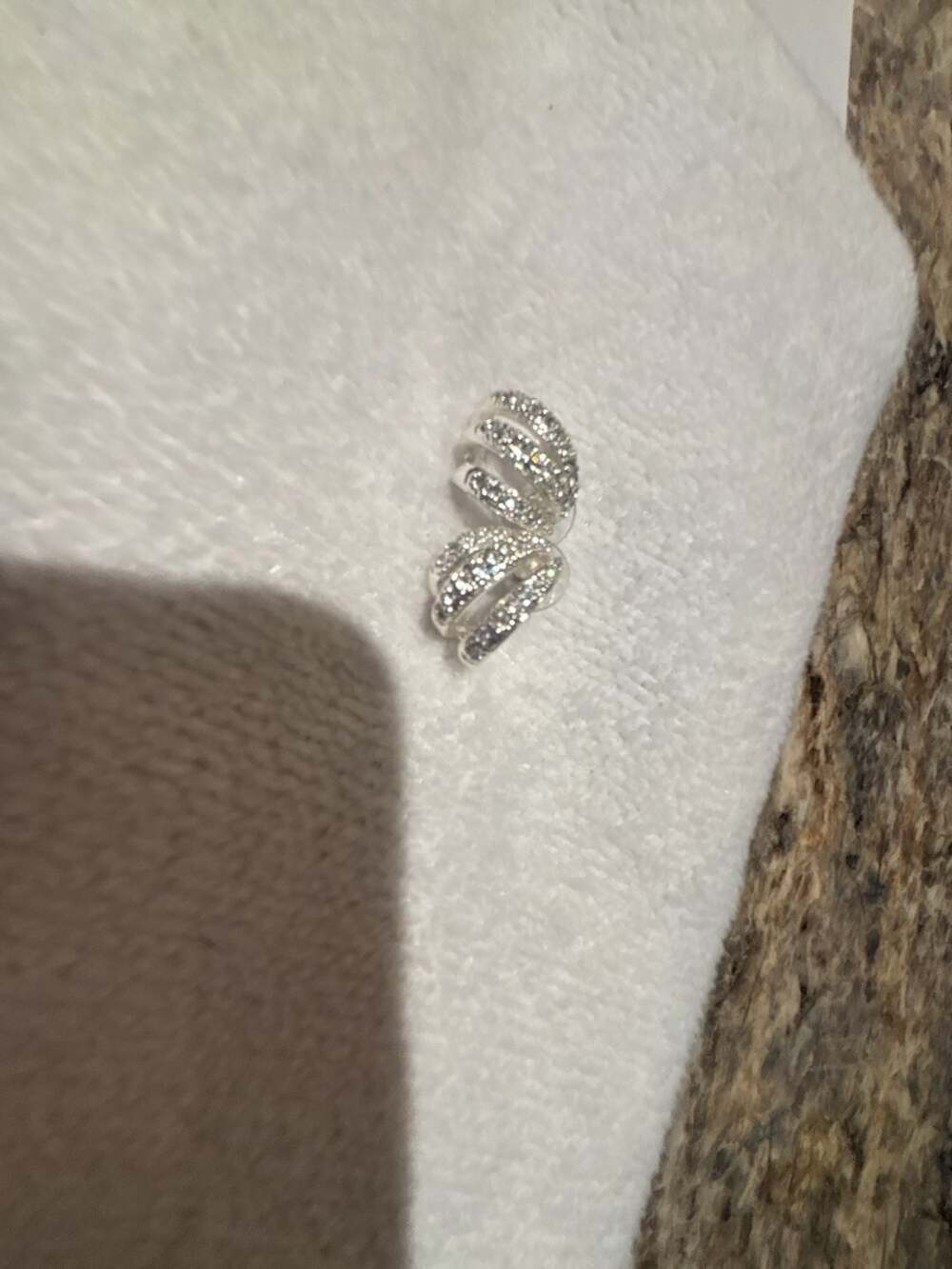 Silver Tone Multi-Row Pave Rhinestone Swirl Stud Earrings